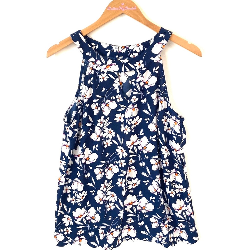 (BN9) NEW‎ Fortune + Ivy Floral Sleeveless Keyhole top Blouse, Size Medium, NWOT